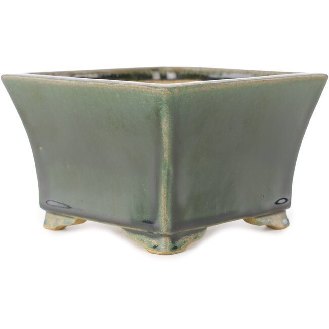 Pot à bonsaï carré vert de Shibakatsu - 140 x 135 x 90 mm