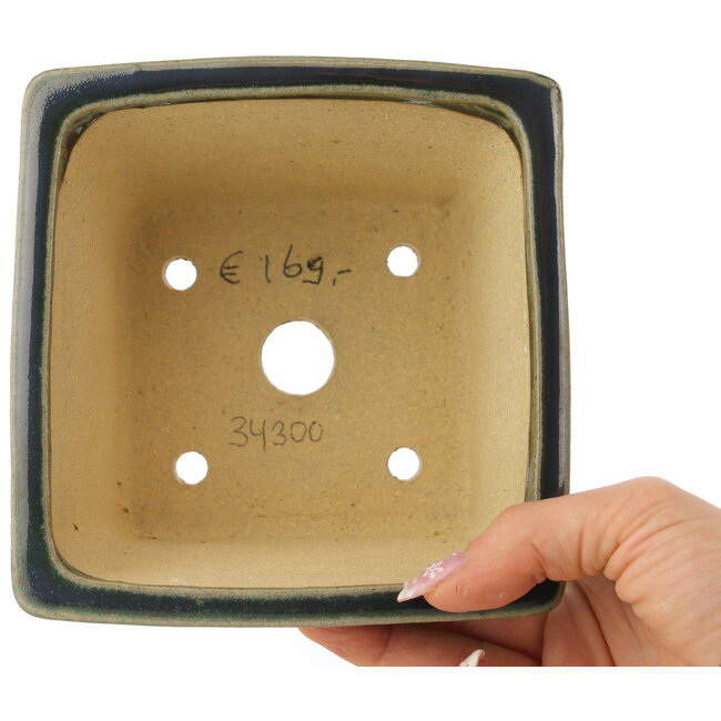 Pot à bonsaï carré vert de Shibakatsu - 140 x 135 x 90 mm