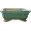 Rectangular green bonsai pot by Koyou - 192 x 150 x 55 mm