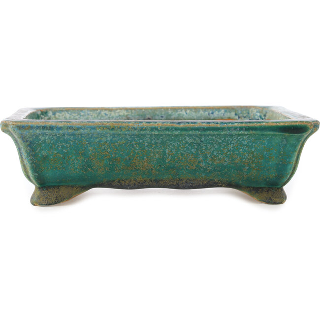 Pot à bonsaï rectangulaire vert de Koyou - 192 x 150 x 55 mm