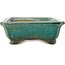 Rectangular green bonsai pot by Koyou - 192 x 150 x 55 mm