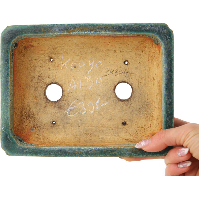 Rechthoekige groene bonsai pot van Koyou - 192 x 150 x 55 mm