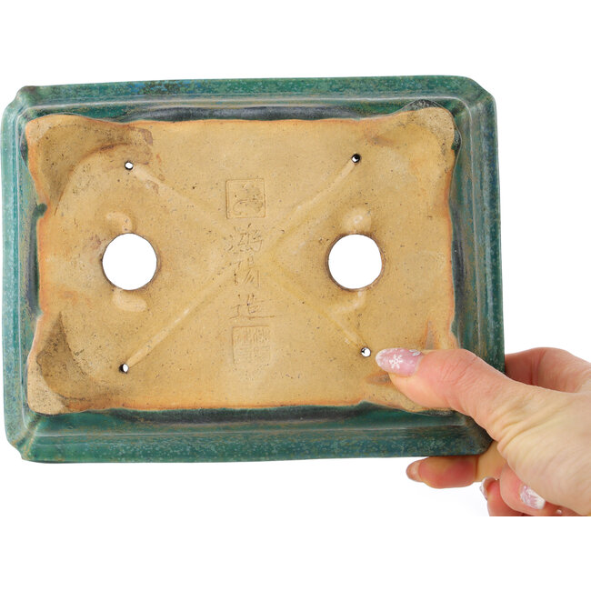 Rechthoekige groene bonsai pot van Koyou - 192 x 150 x 55 mm