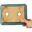 Rectangular green bonsai pot by Koyou - 192 x 150 x 55 mm