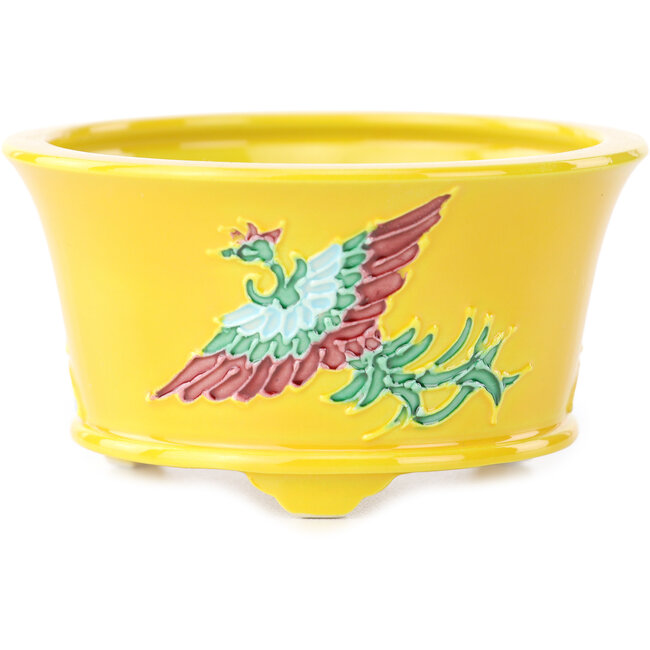Round yellow multicolor bonsai pot by Tou Ai - 80 x 80 x 40 mm