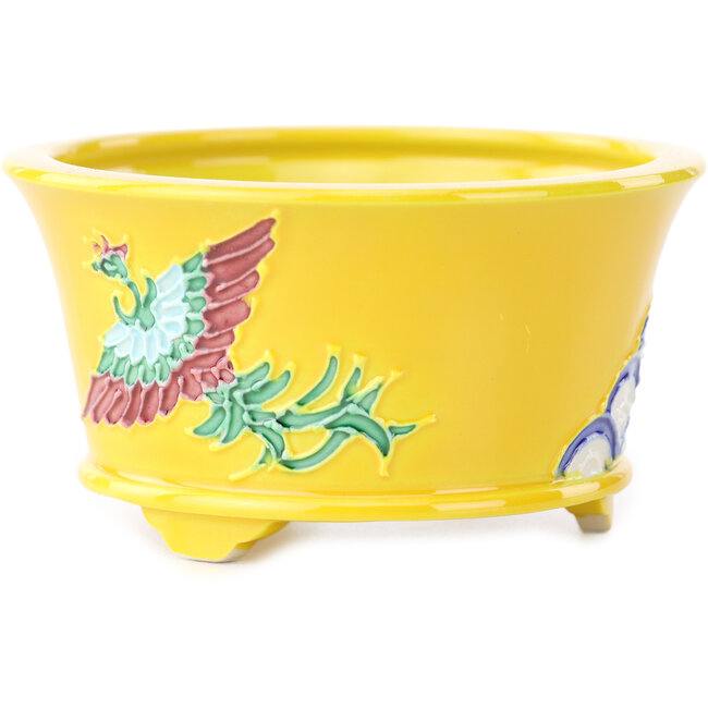 Vaso bonsai rotondo giallo multicolore di Tou Ai - 80 x 80 x 40 mm