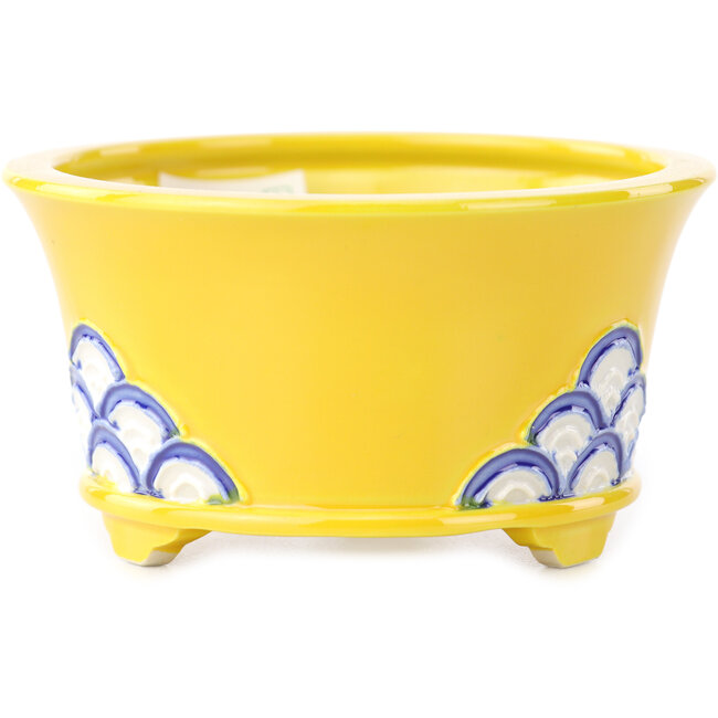 Vaso bonsai rotondo giallo multicolore di Tou Ai - 80 x 80 x 40 mm