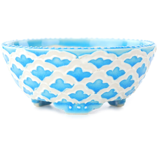 Vaso bonsai rotondo blu e bianco di Tou Ai - 75 x 75 x 30 mm