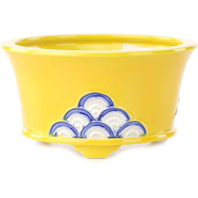 Vaso bonsai rotondo giallo multicolore di Tou Ai - 80 x 80 x 40 mm