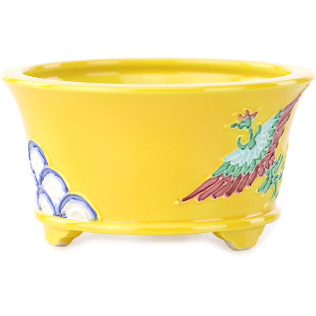 Round yellow multicolor bonsai pot by Tou Ai - 80 x 80 x 40 mm