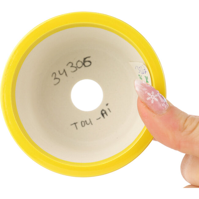 Maceta para bonsái redonda amarilla multicolor de Tou Ai - 80 x 80 x 40 mm