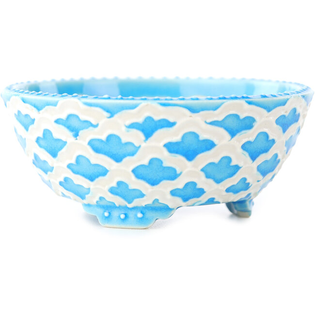 Vaso bonsai rotondo blu e bianco di Tou Ai - 75 x 75 x 30 mm