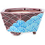 Hexagonal red and blue bonsai pot by Tou Ai - 75 x 75 x 35 mm