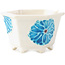 Pot à bonsaï hexagonal blanc et bleu de Tou Ai - 45 x 45 x 25 mm