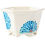 Pot à bonsaï hexagonal blanc et bleu de Tou Ai - 45 x 45 x 25 mm