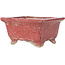 Rectangular red bonsai pot by Koto Chukan - 125 x 107 x 67 mm