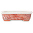 Rectangular white and red  bonsai pot by Joshu Katsuyama - 152 x 120 x 40 mm