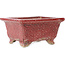 Rectangular red bonsai pot by Koto Chukan - 125 x 107 x 67 mm