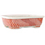Pot à bonsaï rectangulaire blanc et rouge par Joshu Katsuyama - 152 x 120 x 40 mm