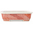 Rectangular white and red  bonsai pot by Joshu Katsuyama - 152 x 120 x 40 mm