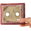 Rectangular red bonsai pot by Koto Chukan - 125 x 107 x 67 mm