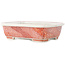 Rectangular white and red  bonsai pot by Joshu Katsuyama - 152 x 120 x 40 mm