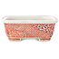 Pot à bonsaï rectangulaire blanc et rouge par Joshu Katsuyama - 152 x 120 x 40 mm