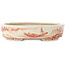 Vaso bonsai ovale bianco e rosso di Joshu Katsuyama - 132 x 105 x 30 mm