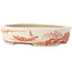 Vaso bonsai ovale bianco e rosso di Joshu Katsuyama - 132 x 105 x 30 mm