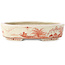 Vaso bonsai ovale bianco e rosso di Joshu Katsuyama - 132 x 105 x 30 mm
