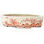 Vaso bonsai ovale bianco e rosso di Joshu Katsuyama - 132 x 105 x 30 mm