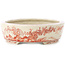 Vaso bonsai ovale bianco e rosso di Joshu Katsuyama - 132 x 105 x 30 mm
