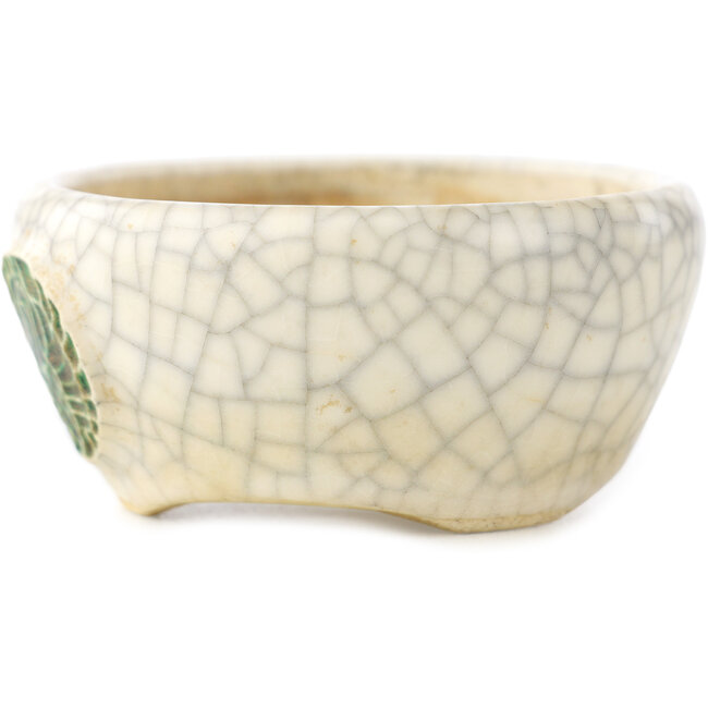 Pot à bonsaï rond blanc craquelé de Biko - 60 x 60 x 30 mm