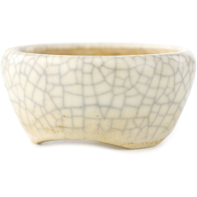 Vaso bonsai rotondo bianco craquelé di Biko - 60 x 60 x 30 mm