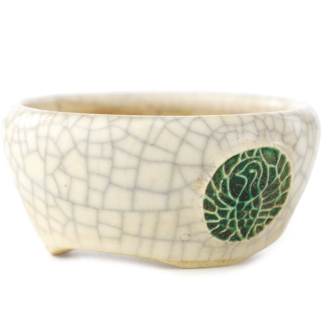 Pot à bonsaï rond blanc craquelé de Biko - 60 x 60 x 30 mm