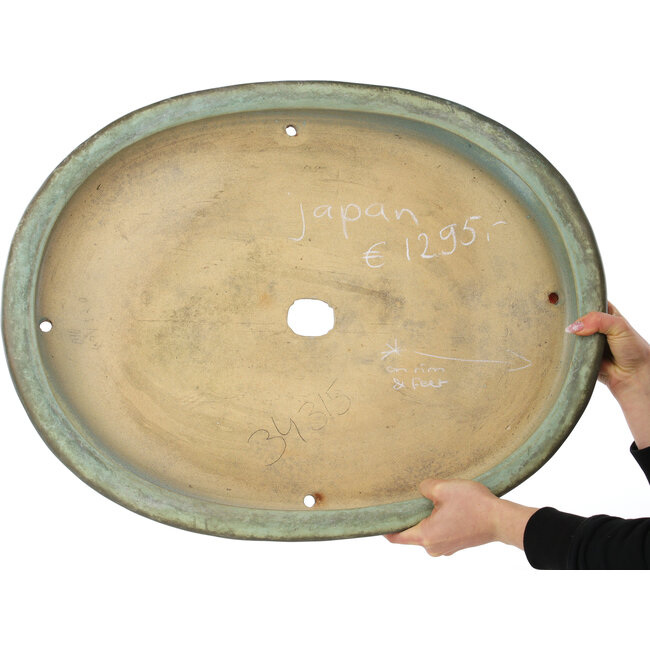 Oval turquoise bonsai pot - 640 x 490 x 70 mm