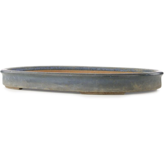 Oval blue bonsai pot - 670 x 480 x 70 mm