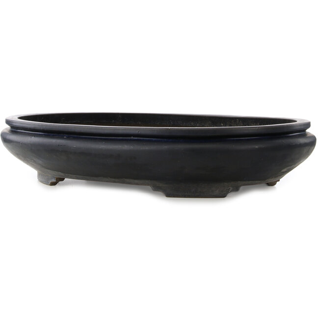 Oval dark blue bonsai pot by Haru Matsu - 700 x 540 x 135 mm