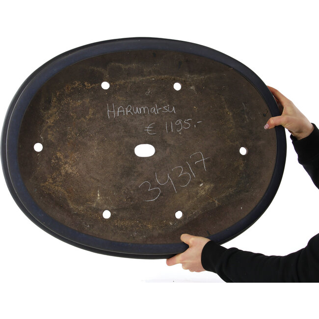 Vaso bonsai ovale blu scuro di Haru Matsu - 700 x 540 x 135 mm