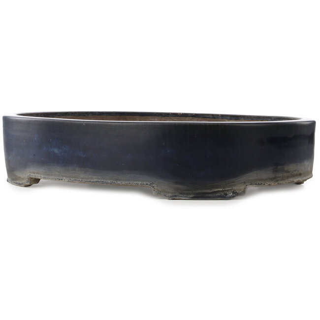 Pot à bonsaï ovale bleu foncé par Haru Matsu - 710 x 530 x 145 mm