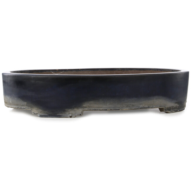 Pot à bonsaï ovale bleu foncé par Haru Matsu - 710 x 530 x 145 mm