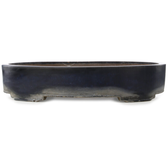 Pot à bonsaï ovale bleu foncé par Haru Matsu - 710 x 530 x 145 mm