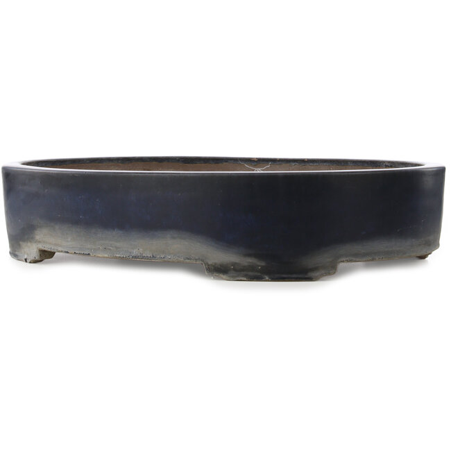 Oval dark blue bonsai pot by Haru Matsu - 710 x 530 x 145 mm
