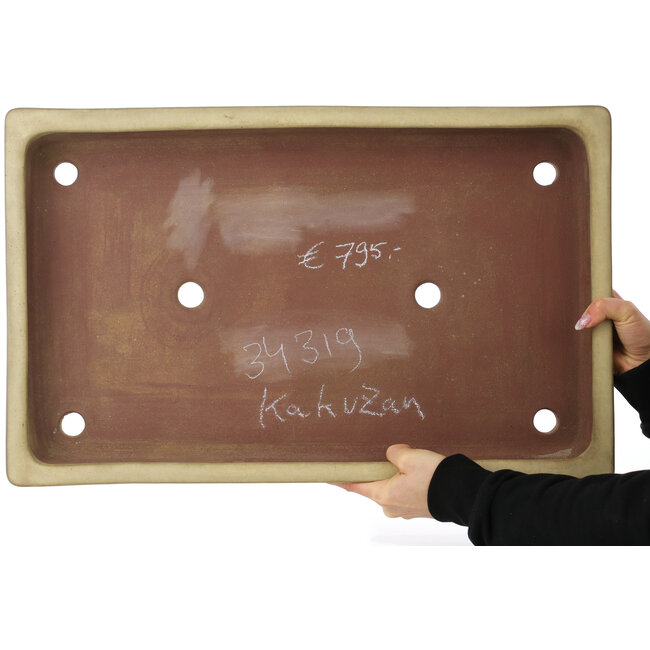 Rechthoekige beige bonsai pot van Kakuzan - 610 x 380 x 70 mm