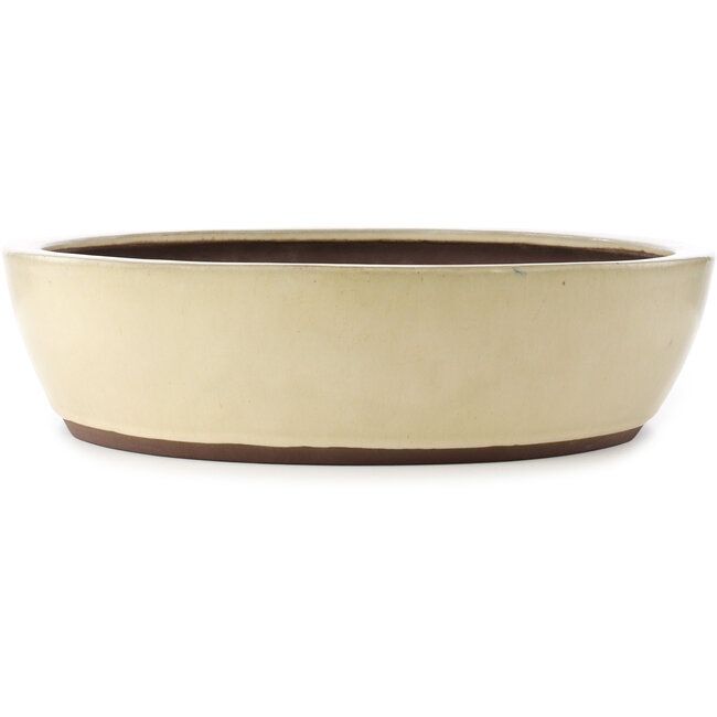 Pot à bonsaï ovale blanc cassé de Yamaaki - 535 x 460 x 115 mm
