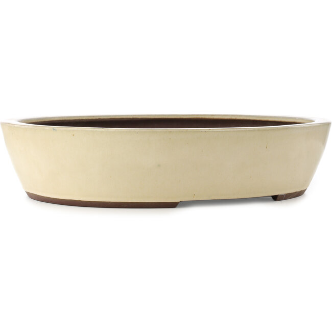 Pot à bonsaï ovale blanc cassé de Yamaaki - 535 x 460 x 115 mm