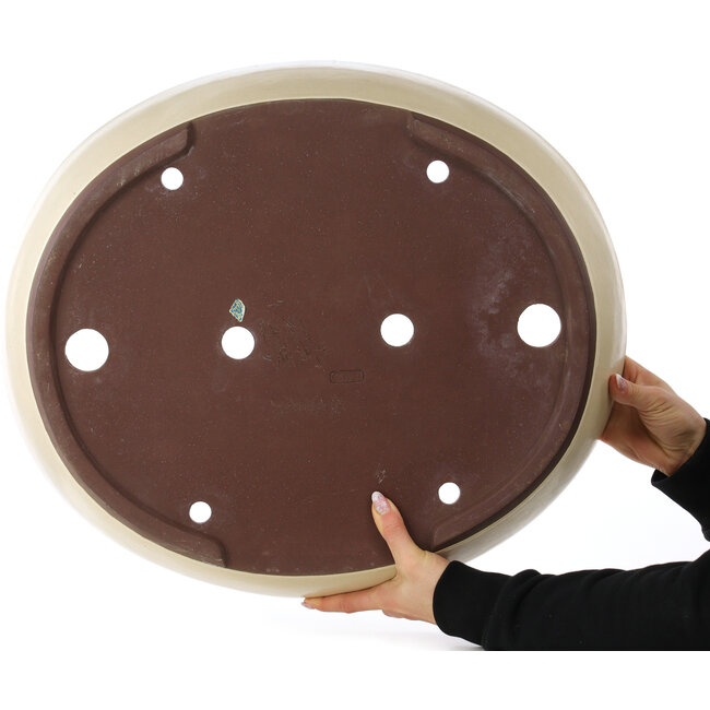 Vaso bonsai ovale bianco sporco di Yamaaki - 535 x 460 x 115 mm