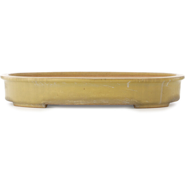Oval beige bonsai pot by Reiho - 510 x 395 x 75 mm