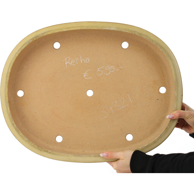Ovale beige bonsai pot van Reiho - 510 x 395 x 75 mm