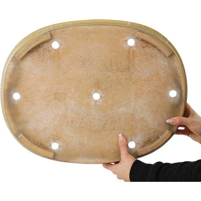 Pot à bonsaï ovale beige de Reiho - 510 x 395 x 75 mm